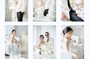 Bộ ảnh pre-wedding phong cách Hàn Quốc sang trọng với tông màu trắng chủ đạo.