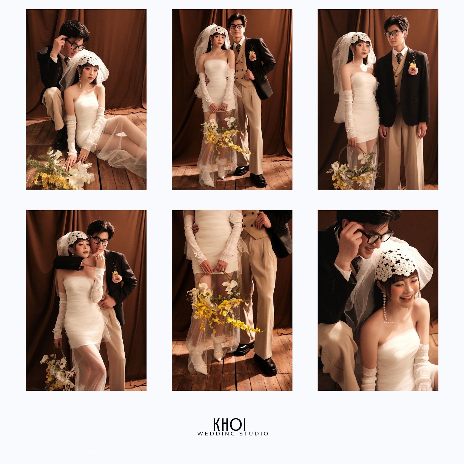 Cặp đôi trẻ nắm tay nhau cười tươi trong bộ ảnh cưới thực hiện bởi Khói Studio tại Hà Tĩnh