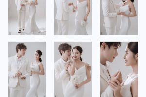 Bộ ảnh pre-wedding cặp đôi với phong cách Hàn Quốc nhẹ nhàng, thanh lịch trong studio.