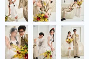 Bộ ảnh cưới phong cách Hàn Quốc với tông màu trắng kem nhẹ nhàng và lãng mạn.