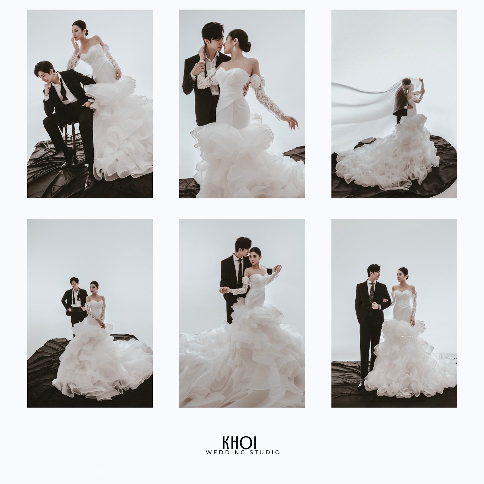 Cặp đôi đang xem lại album ảnh cưới hoàn thiện tại Khói Studio 79 Phùng Chí Kiên TP Vinh