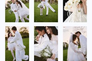 Bộ ảnh cưới pre-wedding lãng mạn và sang trọng của cặp đôi tại không gian ngoại cảnh xanh mát.